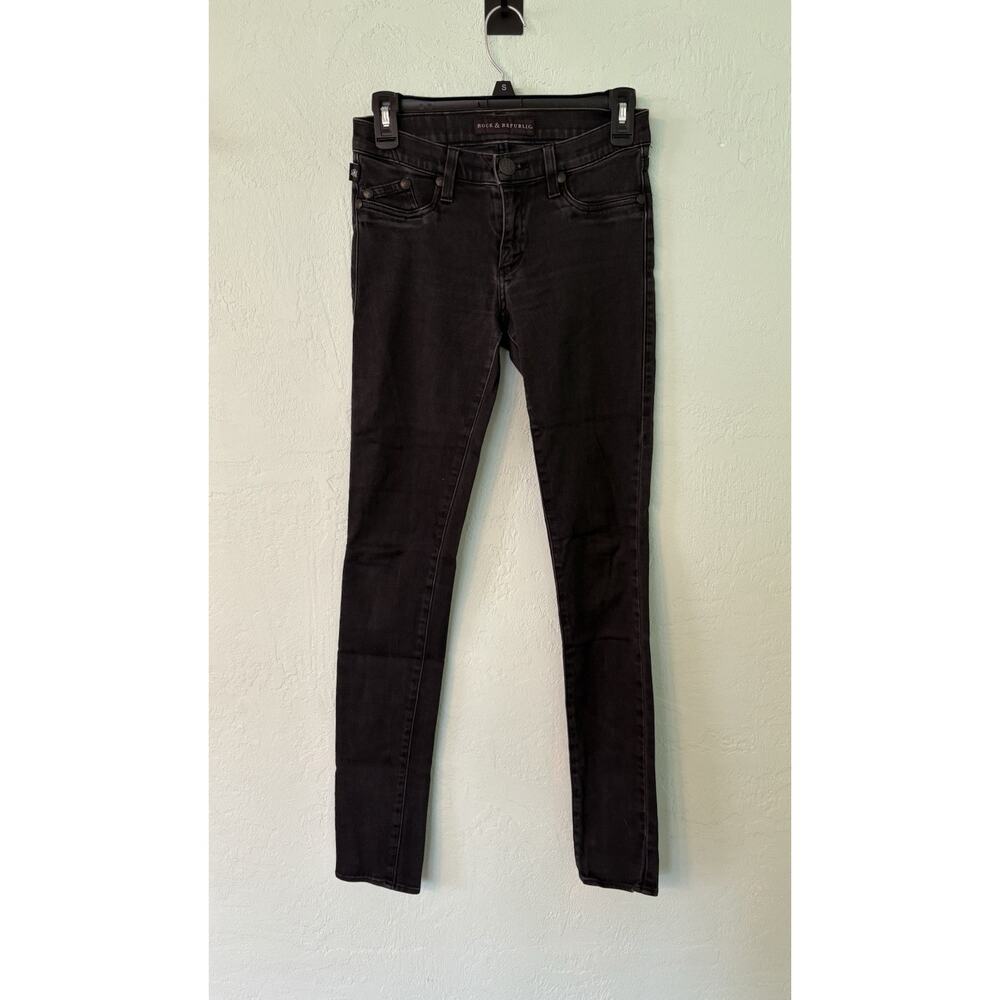 Rock & Republic Women’s 27 Black Skinny Low Rise Denim Stretch Jeans 25x30